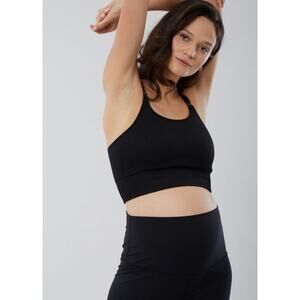 Ingrid and Isabel The Nursing + Maternity Black Ribbed Racerback Sports Bra M